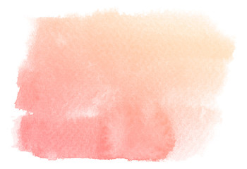 Abstract cream watercolor on white background.The color splashing on the paper.It is a hand drawn.