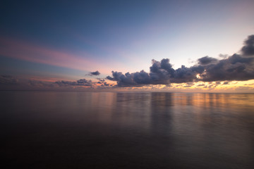 Fototapeta na wymiar Sunset view on the island of Praslin, Seychelles.