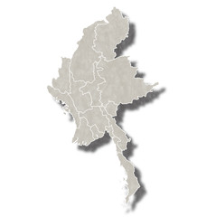 ミャンマー　地図　都市　アイコン 
