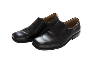 Black leather men's shoes