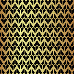 Seamless modern line pattern vector. Geometric abstract black golden background and foil texture.