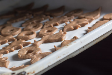 Christmas cookies dough on baking sheet