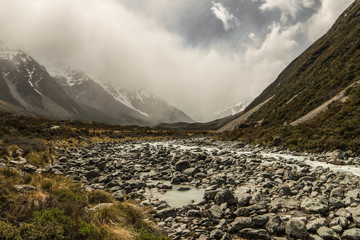 View into Mount Cook National Park, New Zealand