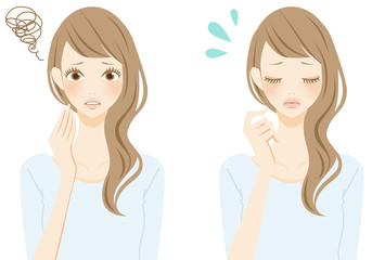 人物　イラスト　シワに悩む女性