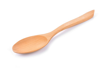 Wooden spoons on white