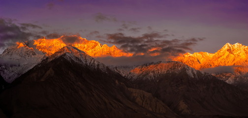 scenic alpine landscape with and mountain ranges. natural mountain background