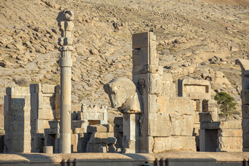 Ancient columns in Persepolis city, Iran