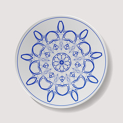 Realistic Plate Vector. Closeup Porcelain Tableware Isolated. Ceramic Kitchen Dish Top View. Cooking Template For Food Presentation.