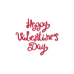 Inscription Happy Valentine's Day. Lettering. Draw hand. Vector illustration