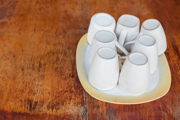 Nong Khai, Thailand, Coffee mug on a table in rural Nomg Khai.
