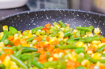 stewed sliced vegetables in a pan