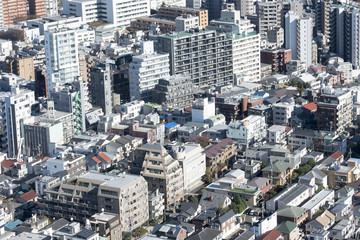 Fototapeta premium 東京都心の街並 クローズアップ 港区 広尾 麻布 密集する住宅街 生活 暮らし
