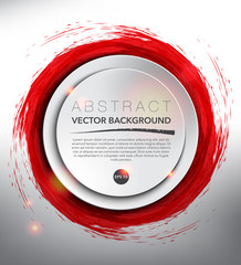 Abstract vector background. Round paper note on the red, hand-drawn watercolor design with realistic light and shadow on the white background. Vector illustration. Eps10.