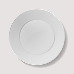 Realistic Plate Vector. Closeup Porcelain Mock Up Tableware Isolated. Clean Ceramic Kitchen Dish Top View. Cooking Template For Food Presentation.