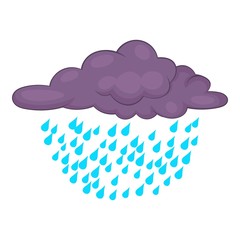 Clouds and rain icon, cartoon style