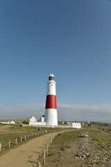 Fototapeta na wymiar Portland Bill lighthouse on Portland Bill, Dorset