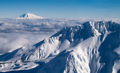 Mount St. Helens Aerial View with Mt Adams