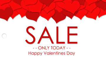 ale Tag or banner set with discount offer for Happy Valentine's Day.