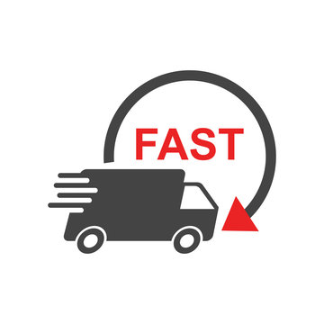 Delivery truck vector illustration. Fast delivery service shipping icon. Simple flat pictogram for business, marketing or mobile app internet concept on white background.