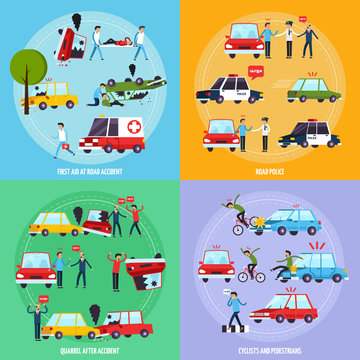 Road Accident Concept Icons Set 