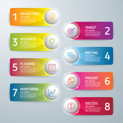 Infographic design template and marketing icons, Business concept with 8 options, parts, steps or processes. used for workflow layout, diagram,banner, number options, graphic or web design.