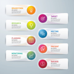 Infographic design template and marketing icons, Business concept with 8 options, parts, steps or processes. used for workflow layout, diagram,banner, number options, graphic or web design.