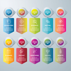 Info-graphic design template and marketing icons, Business concept with 10 options, parts, steps or processes. used for work-flow layout, diagram,banner, number options, graphic or web design.