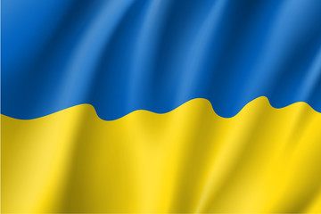 Waving flag of Ukraine. Vector illustration of 3D icon.