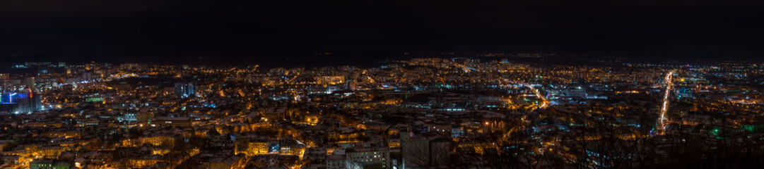 Panorama of night view on beautiful old city of Lviv
