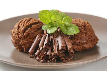 scoops of chocolate ice cream