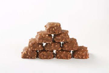 Chocolate-covered marzipan squares