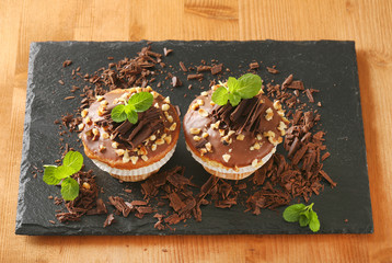 Hazelnut muffins with chocolate topping