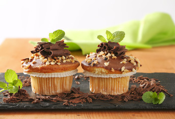 Hazelnut muffins with chocolate topping