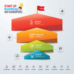Start up business concept design. Business concept with parts, steps or processes. used for workflow layout, diagram,banner, number options, graphic or web design.