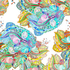 elegant seamless texture with abstract ethnic pattern. watercolo