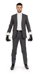 Businessman in boxing gloves