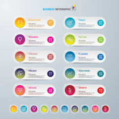 Info-graphic design template and marketing icons, Business concept with 10 options, parts, steps or processes. used for work-flow layout, diagram, banner, number options, graphic or web design.