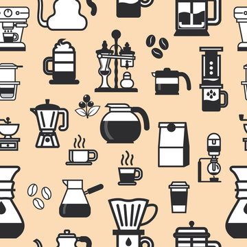 Coffee Pattern Icons vector. Background Coffee Pattern vector.