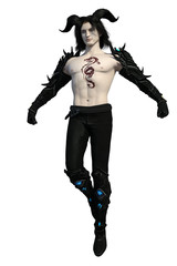 3d render of a handsome magician creature isolated on white background