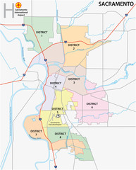 Fototapeta na wymiar Sacramento district administrative and political map