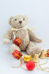 bear and decoration on the white background 
