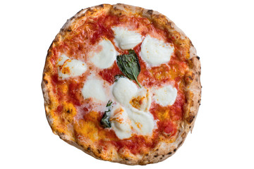 A real neapolitan pizza margherita on white backgrund