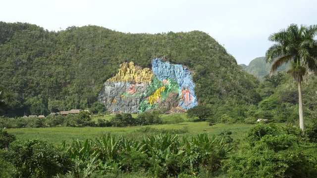 Valley Vinales with colorful painted wall rocks in the mountains