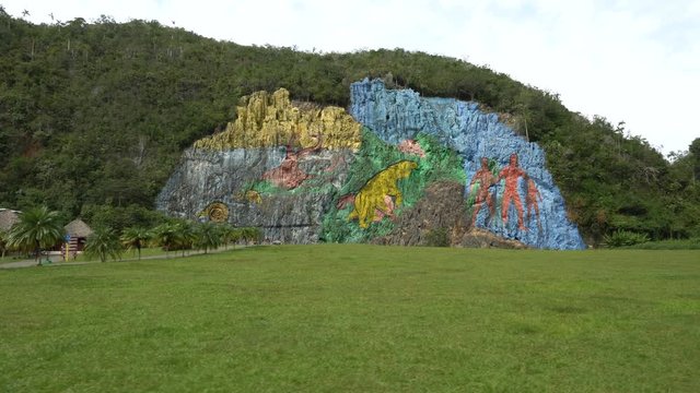 Panoramic view to valley with colorful painted wall rocks in the mountains