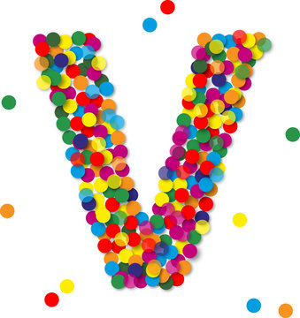 Buntes Konfetti Buchstaben, V, vektor
