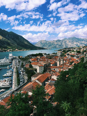 Naklejka na ściany i meble The views of Kotor Bay and old town, Montenegro, Kotor.
