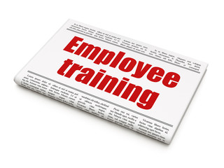 Education concept: newspaper headline Employee Training