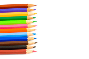 Color pencils isolated on white background.Close up.