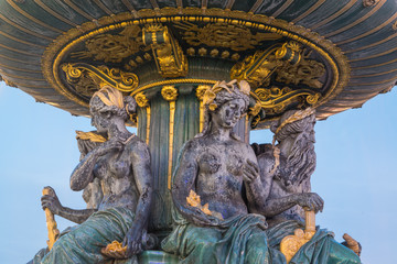 Fototapeta na wymiar Fountain at Place de la Concorde in Paris France