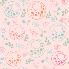 Seamless vector pattern. Background with elephants.